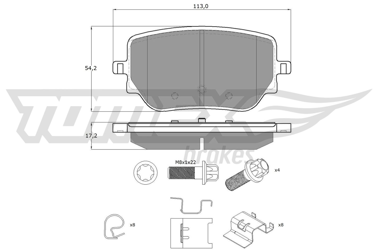 Sada brzdových platničiek kotúčovej brzdy TOMEX Brakes